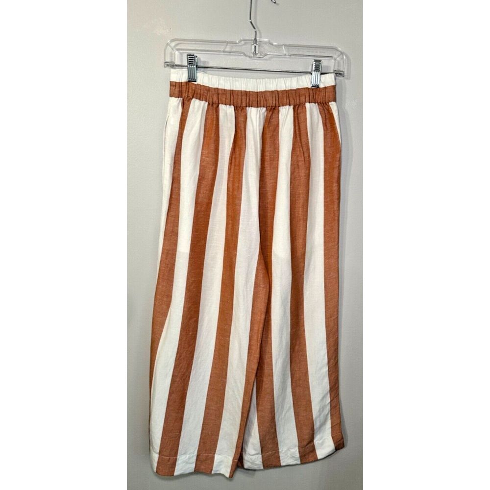 Madewell Womens Huston Pull On Wide Leg Crop Pants Sz‎ XS Linen Blend - Picture 2 of 8